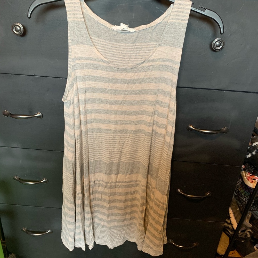 Grey striped t-shirt dress